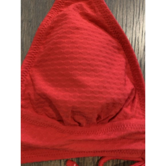 Women's Shade & Shore Longline Cinch Front Textured Bikini Top, Red, Medium 820 - Picture 5 of 8